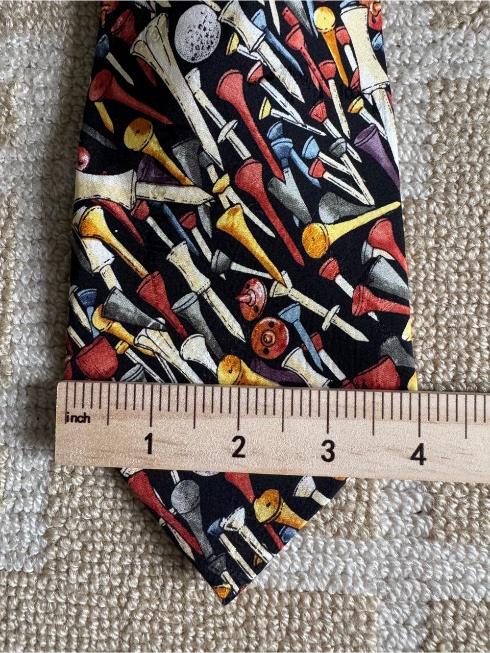 Nicole Miller Vintage 1996 Golf Tee Print Silk Tie Black Multicolor Necktie OS - Picture 6 of 6